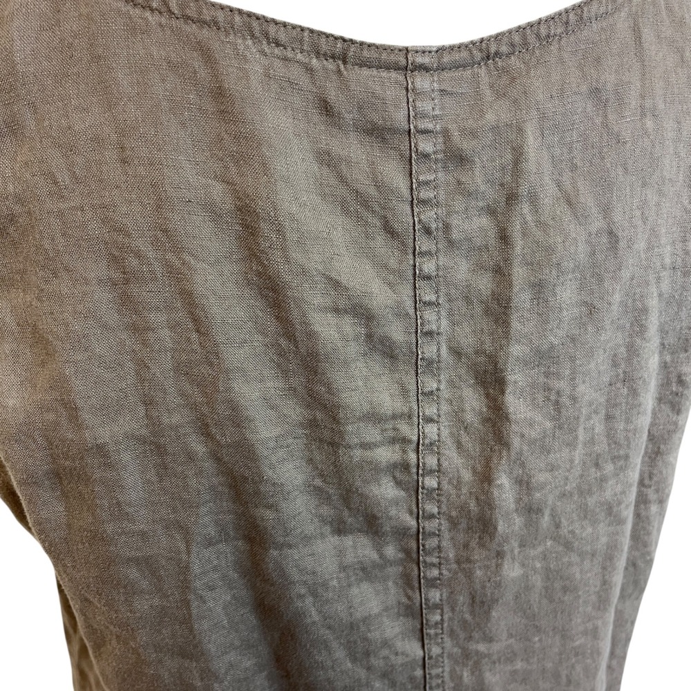 J.JILL‎ Love Linen Brown Dress M Shift Sleeveless Pockets Lagenlook Boho Travel - Picture 10 of 14